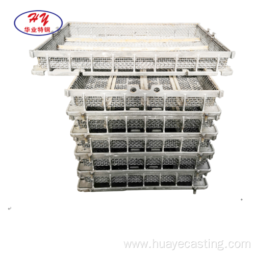 Corrosion resistant casting heat treatment trays